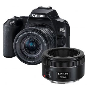 Canon EOS 250D zwart + 18-55mm iS STM COMPACT + EF 50mm F/1.8 STM